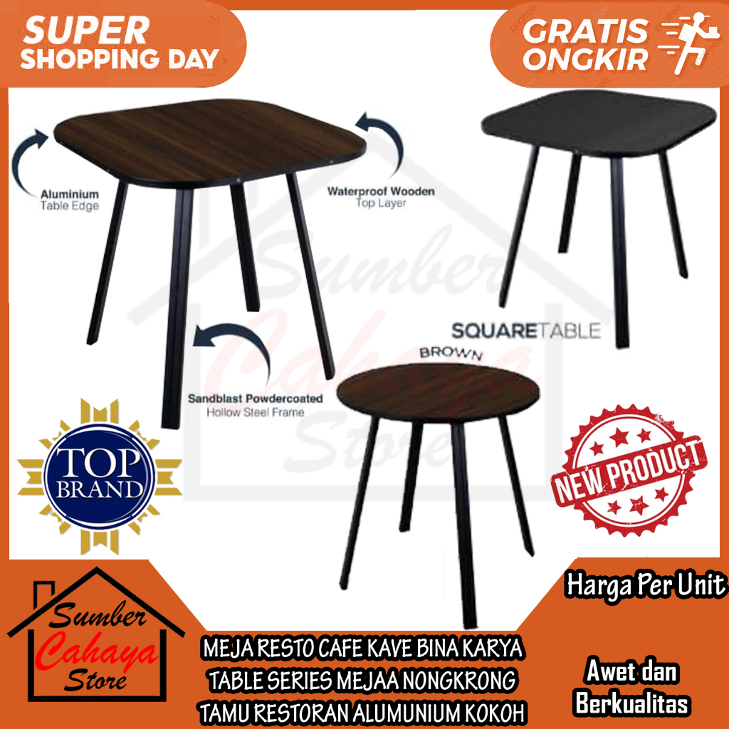 Jual MEJA KAVE BINA KARYA RESTO CAFE COFFE TABLE SERIES BULAT KOTAK