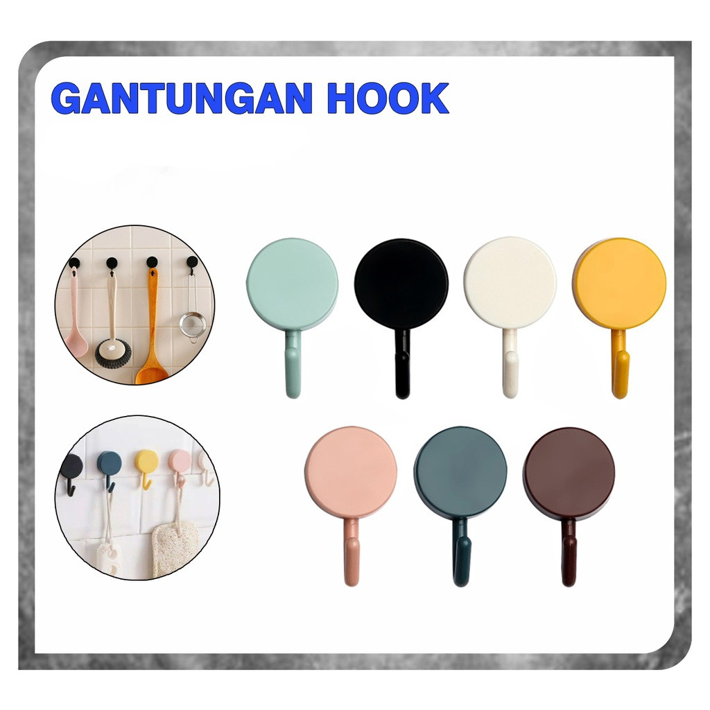 Jual Fiil Gantungan Hook Macaron Bulat Polos Tempel Tembok Wall Hook