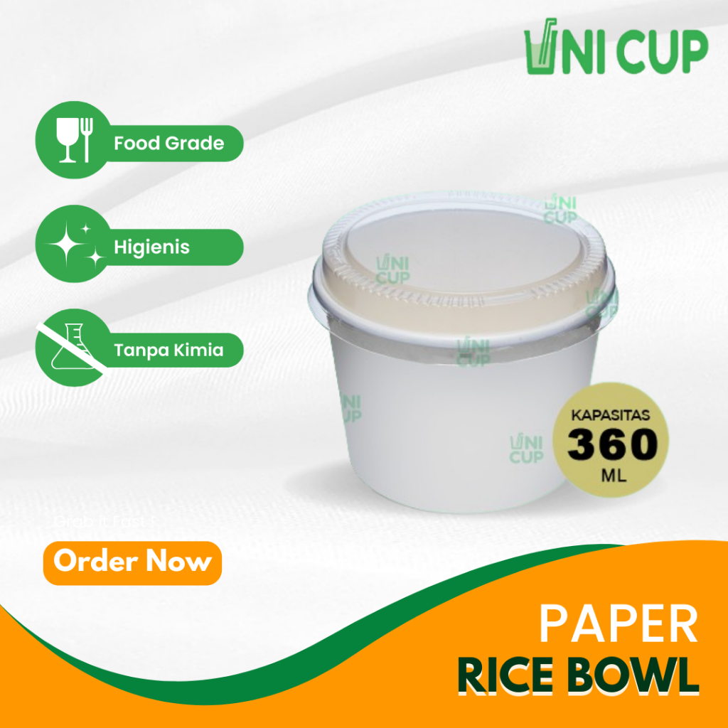 Jual Paper Rice Bowl Mangkok Kertas Dan Tutup Oz Ml Tebal Tahan