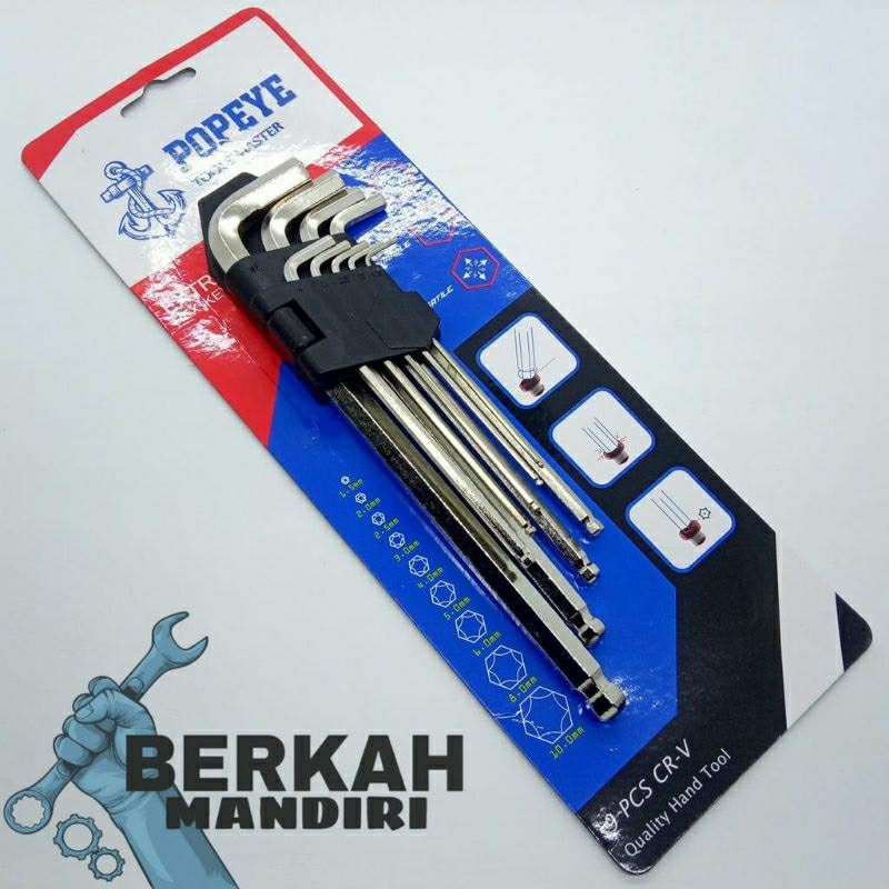 Jual Set Kunci L Bintang Panjang 9 Pcs Ball Point Shopee Indonesia