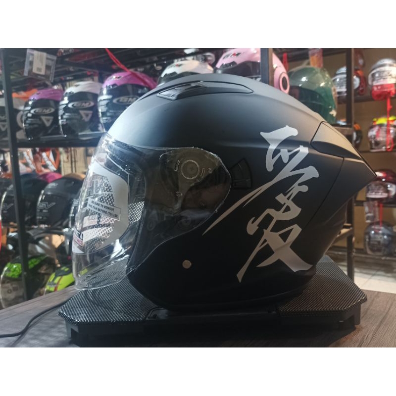 Jual Helm Nhk R Max Kanji Half Face Dobel Visor Shopee Indonesia