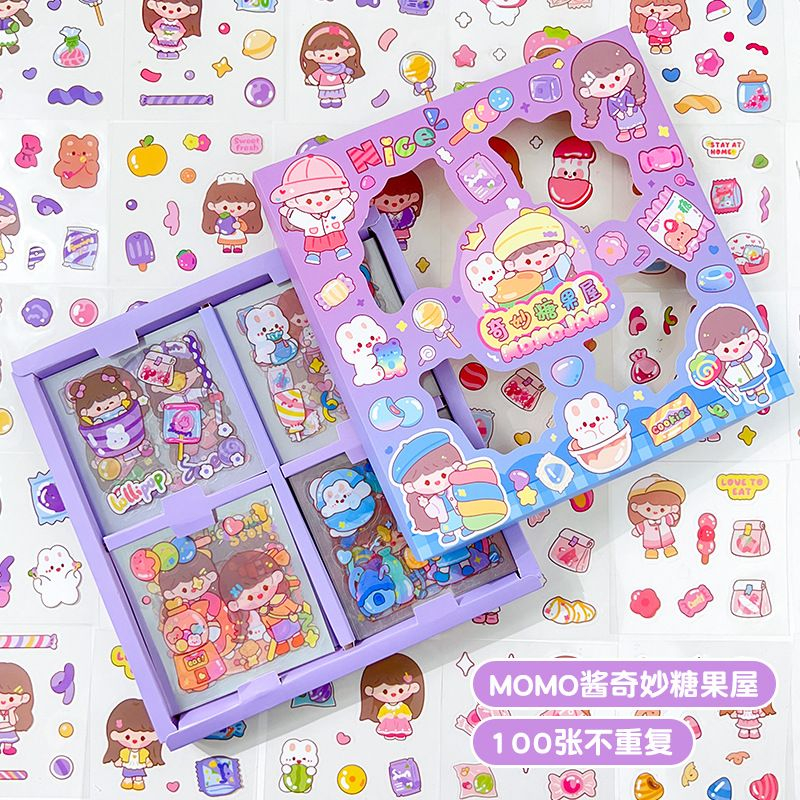 Jual 1BOX Isi 100 Lembar Sticker MOMOJAN Stiker Motif Kartun Korea