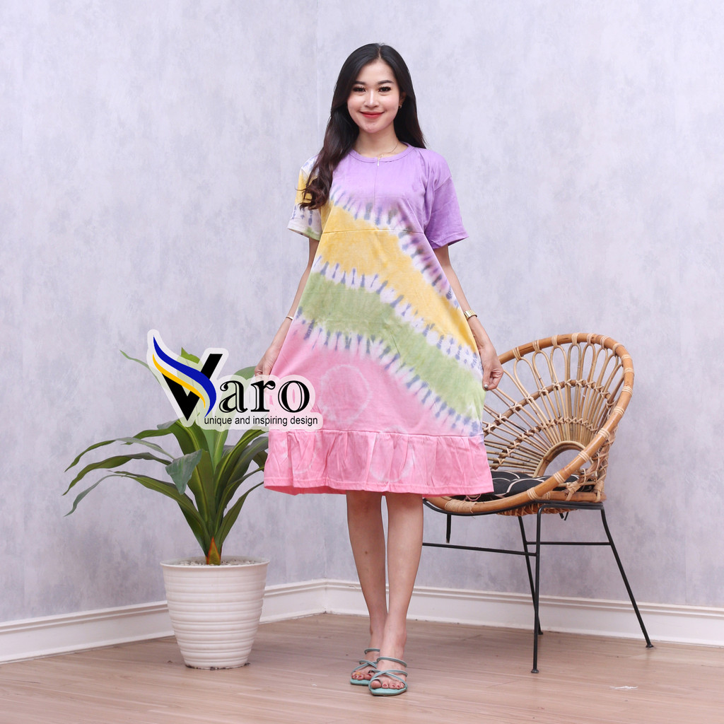 Jual Batik Varo Daster Ruffle Busui Resleting Depan Bahan Kaos Ld Cm