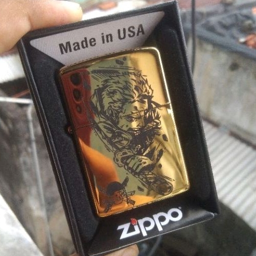 Jual Korek Zippo Zoro Grafir Laser Gold Terbaru One Piece Shopee