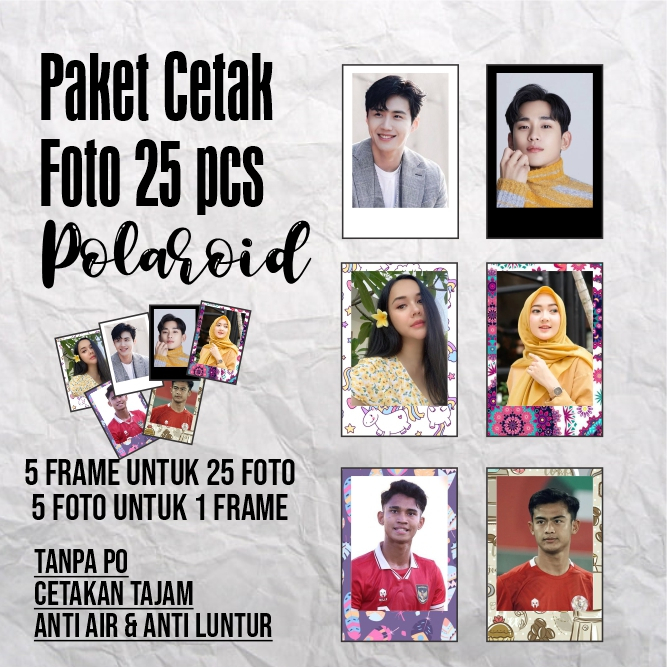 Jual FOTO POLAROID 2R CETAK MINIMAL 25 FOTO POSTER KERTAS TANPA PO