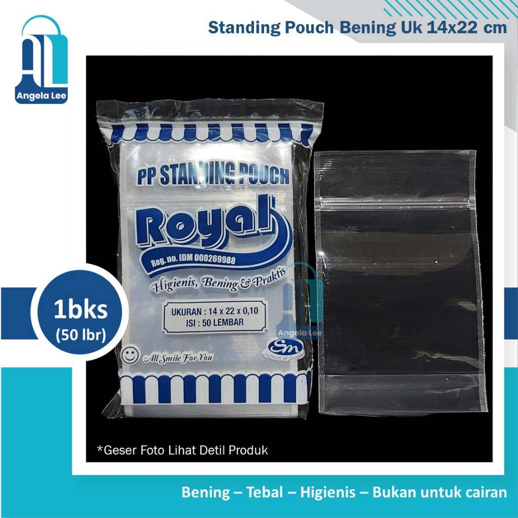 Jual Standing Pouch 14x22 Plastik Klip Ziplock Kemasan Berdiri Bening