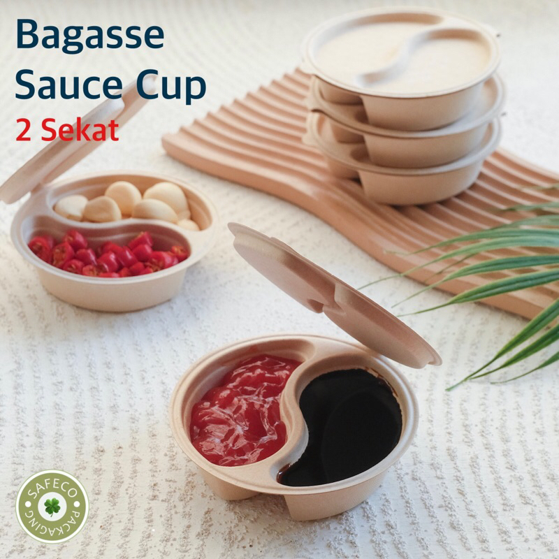 Jual Bagasse Safeco Sauce Cup Container Sekat Tempat Saus Saos Sambal