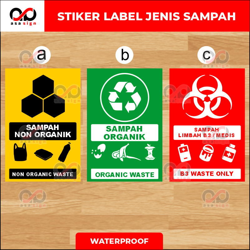 Jual STIKER TEMPAT SAMPAH Organik Non Organik Dan Sampakh Medis