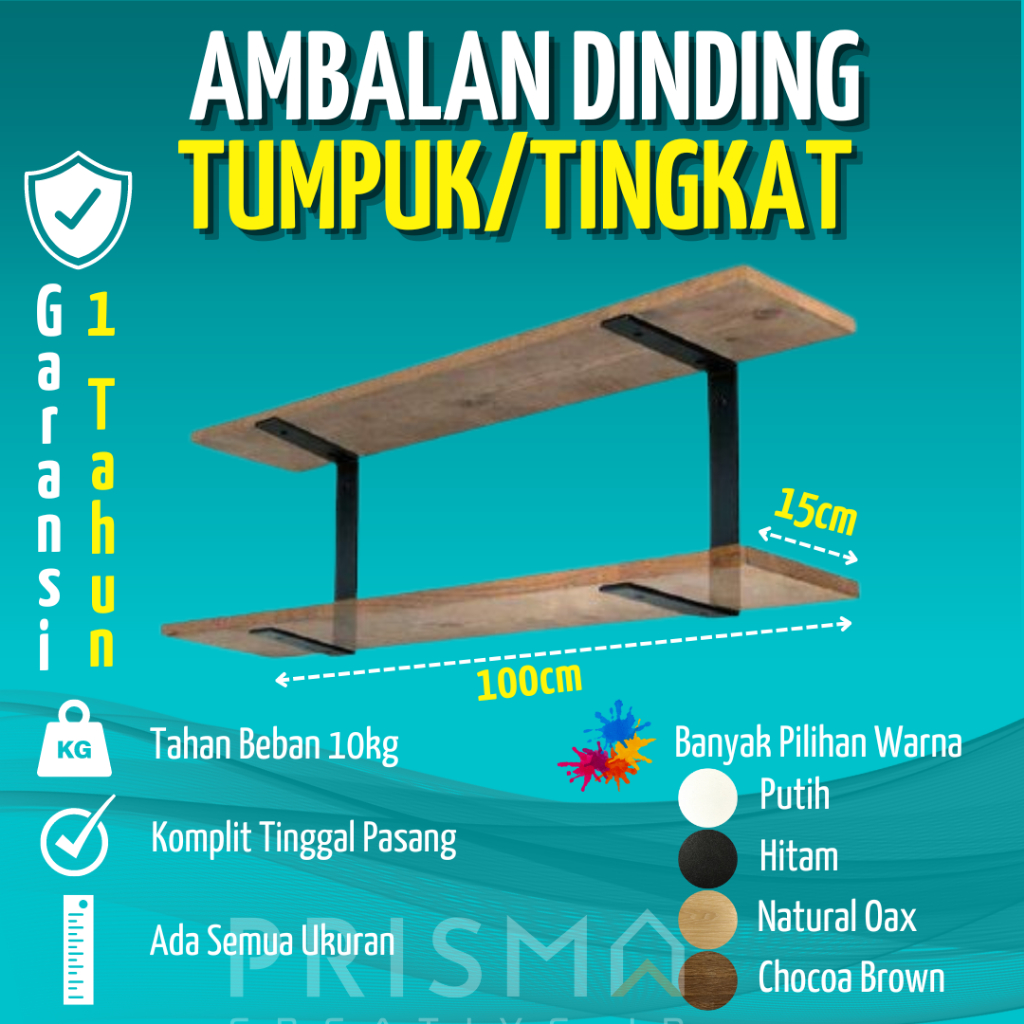 Jual Rak Dinding Minimalis Ambalan JUMBO 2 TINGKAT SIKU BESI Hiasan