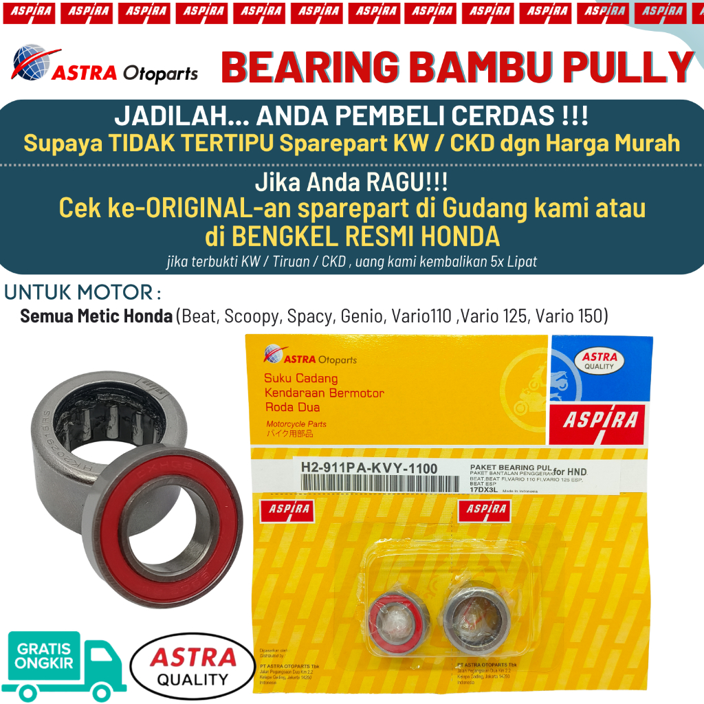 Jual Bearing Laher Bambu Pulley Pully Beat Fi Beat Karbu Beat Street