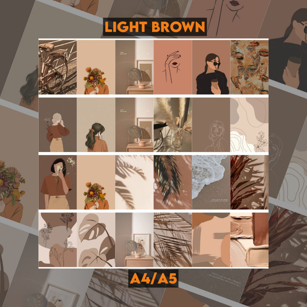 Jual Poster Dingding Aesthetic Isi 24 Lembar Light Brown Poster