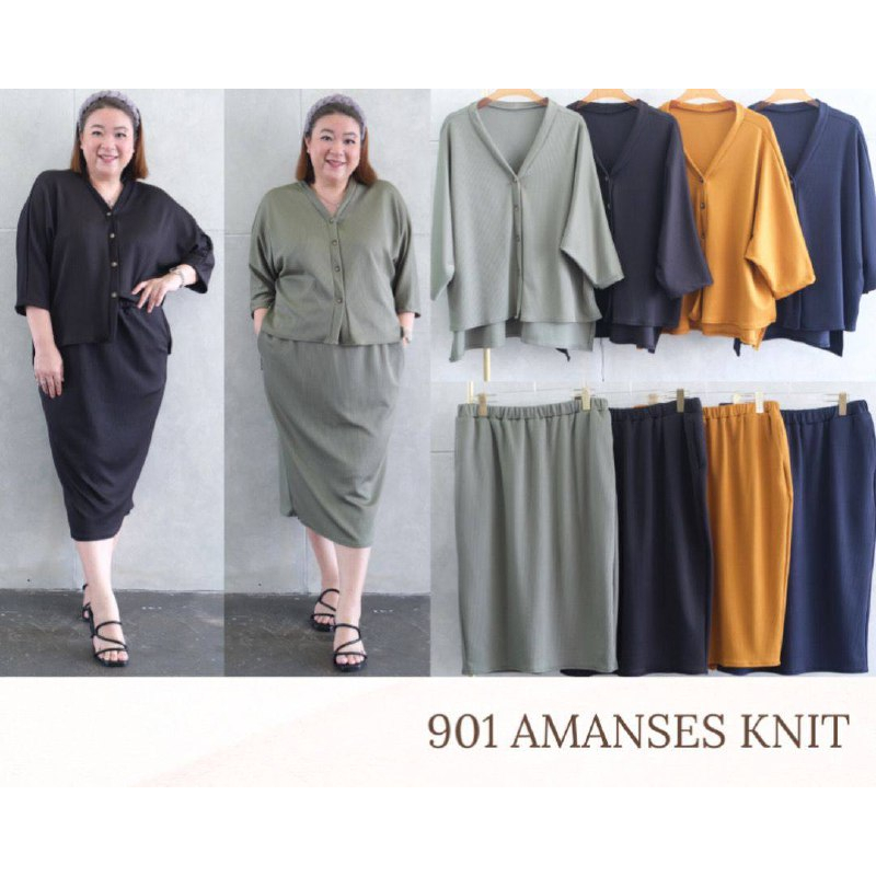 Jual Jumbo Gania Setelan Top Skirt Bigsize Material Amanses Knitt