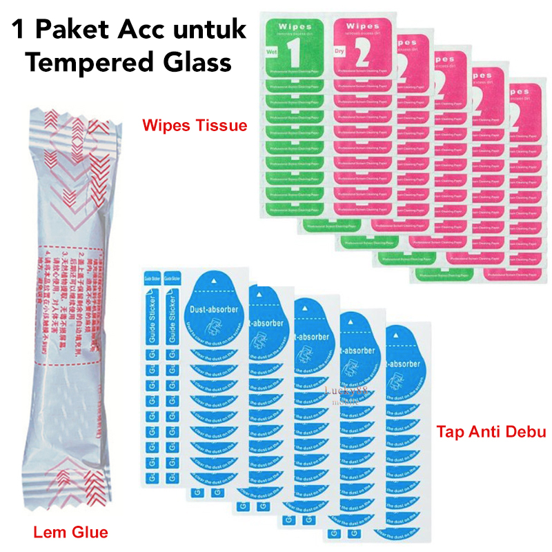 Jual Paket Accessories Pemasangan Tempered Glass Isi Wipes Tissue Tap