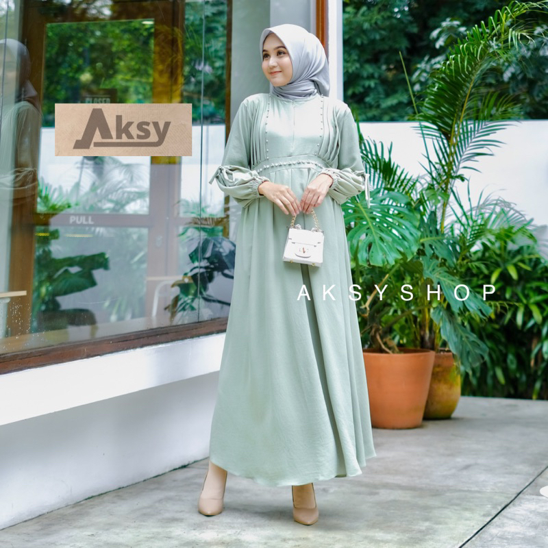 Jual Alisa Dress Gamis Premium Size M L Xl Gamis Cringkle Airflow