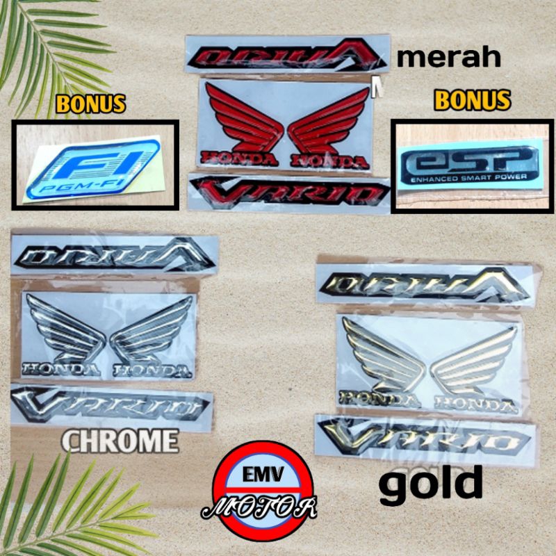 Jual Satu Set Emblem Resin Timbul Vario Logo Sayap Bonus Emblem Fi