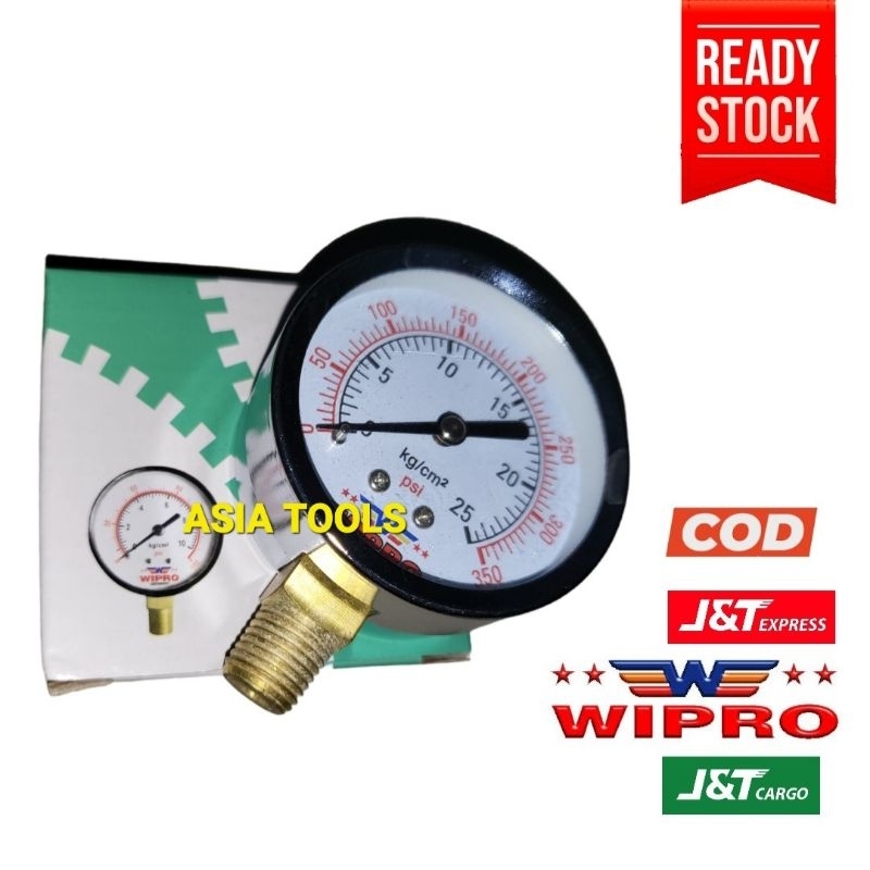 Jual Pressure Gauge Manometer Angin Wipro 25kg 350psi Alat Ukur Tekan