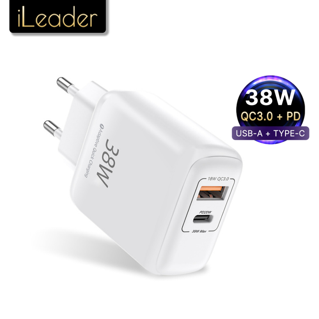 Jual ILeader 38W Fast Kepala Charger QC3 0 Type C USB PD Fast Charging