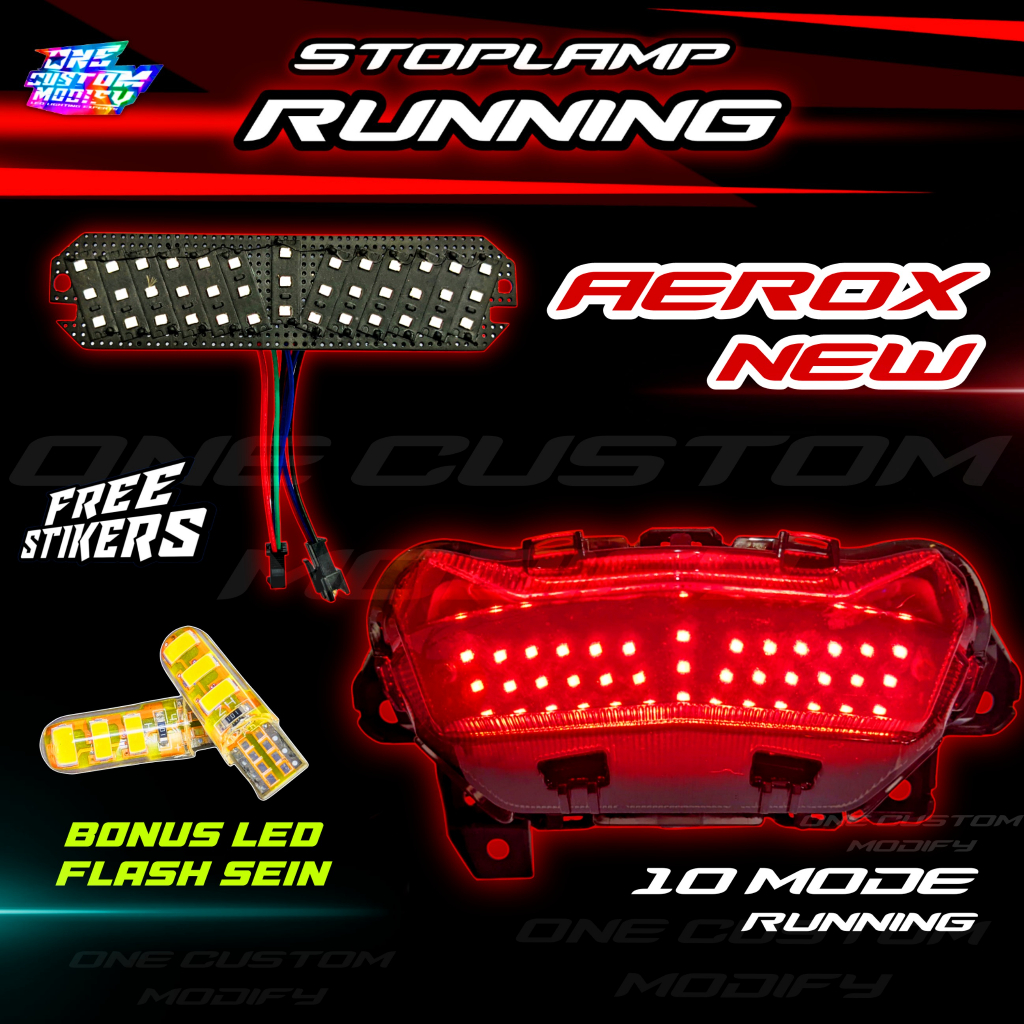 Jual LAMPU LED REM RUNNING 8 10 MODE NEW AEROX CONNECTED BONUS LED