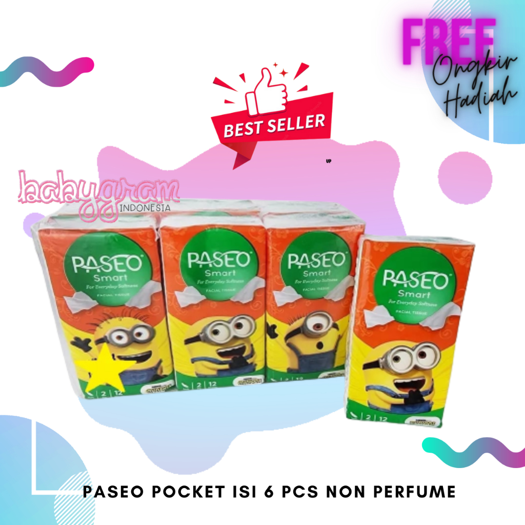 Jual Tisu PASEO Smart Facial Tissue POCKET Edisi Minion Isi 6 Pack 12