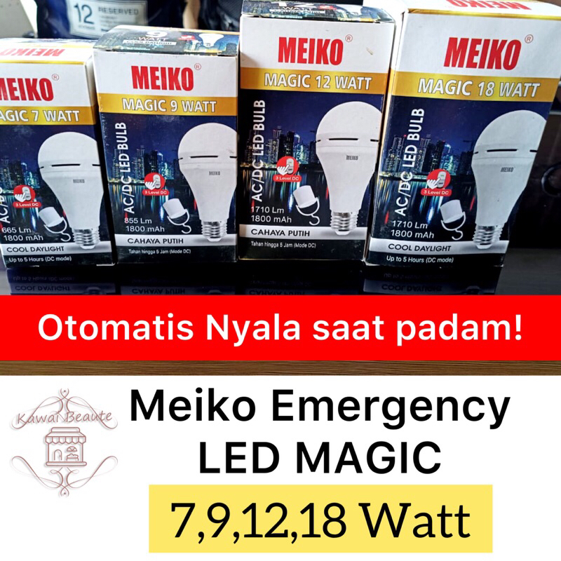 Jual Meiko Lampu Emergency 7w 9w 12w 18watt Magic LED Bohlam Premium