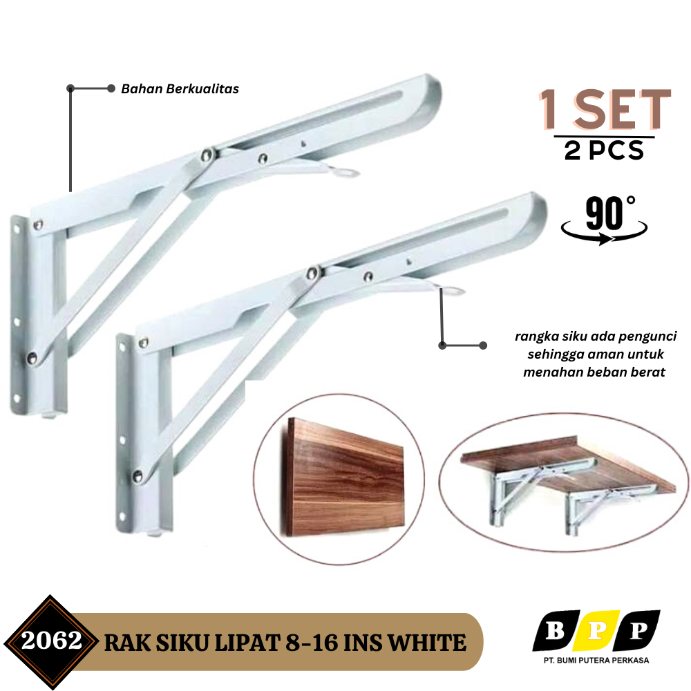 Jual Bracket Siku Meja Lipat Siku Lipat White Minimalis Sepasang Pcs