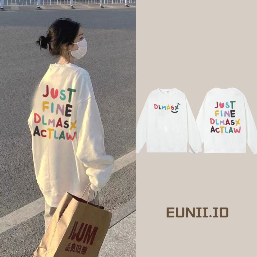 Jual EUNII Sweater Lengan Panjang Cartoon Graffiti In English Printing