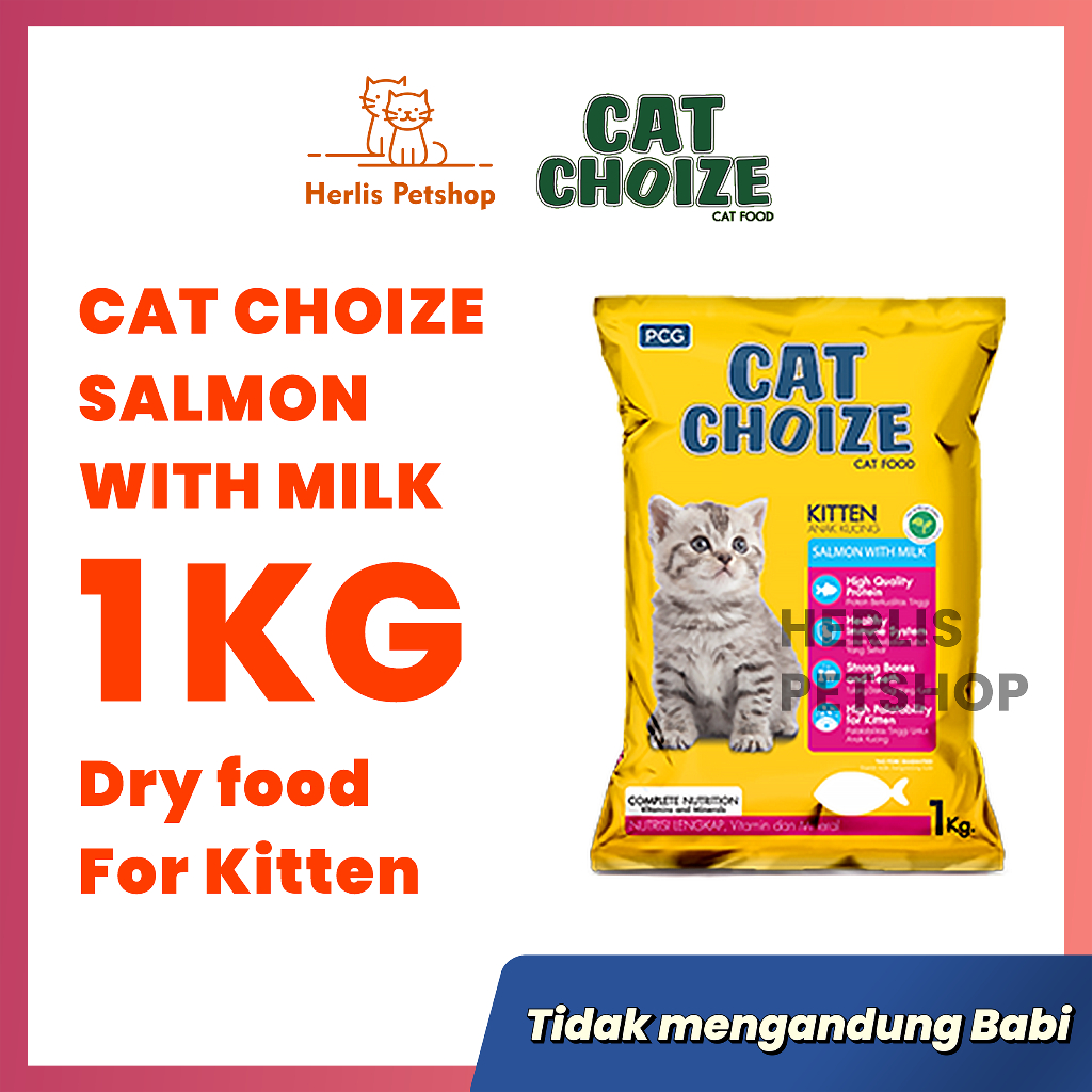 Jual Makanan Kucing CAT CHOIZE KITTEN SALMON WITH MILK 1 Kg Repack