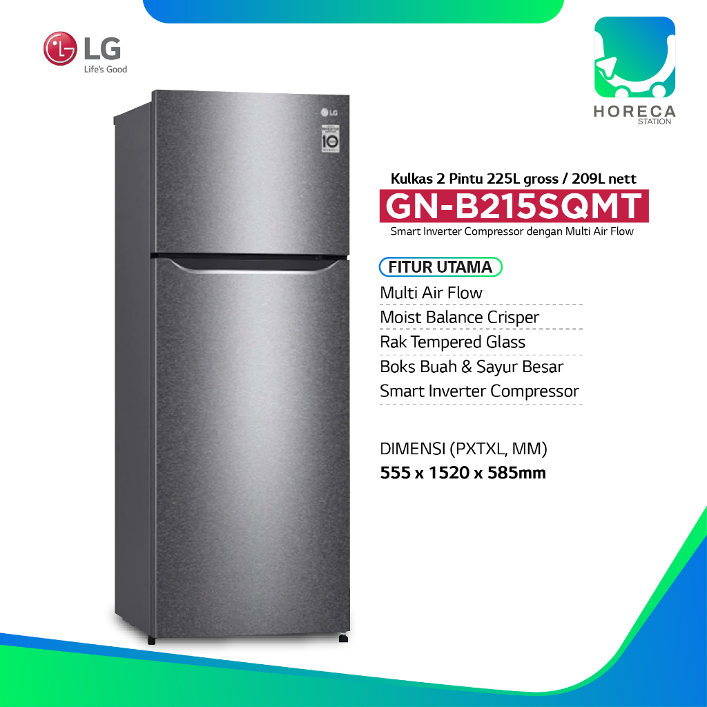 Jual LG Kulkas 2 Pintu 205L Gross 209L Nett Smart Inverter