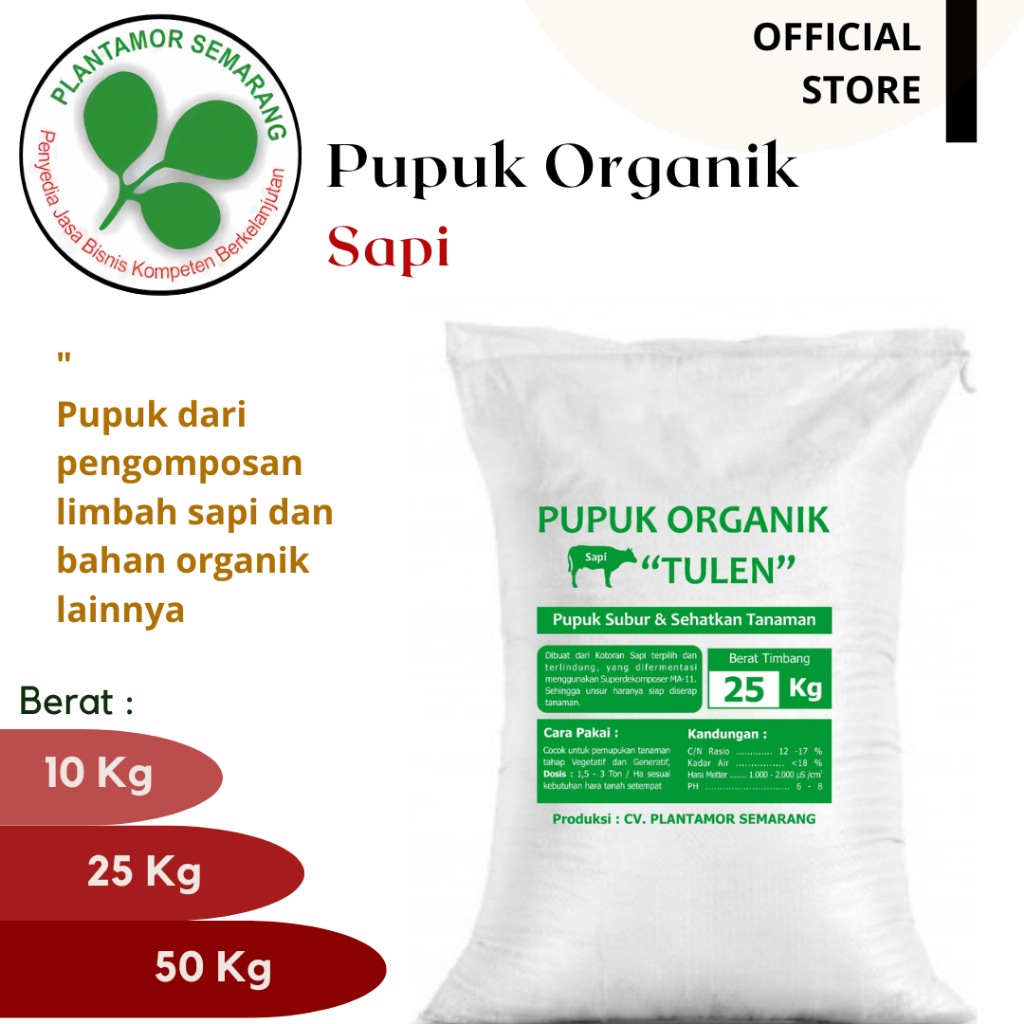 Jual Pupuk Organik Sapi 10 Kg 25 Kg Dan 50 Kg Pupuk Kompos Pupuk