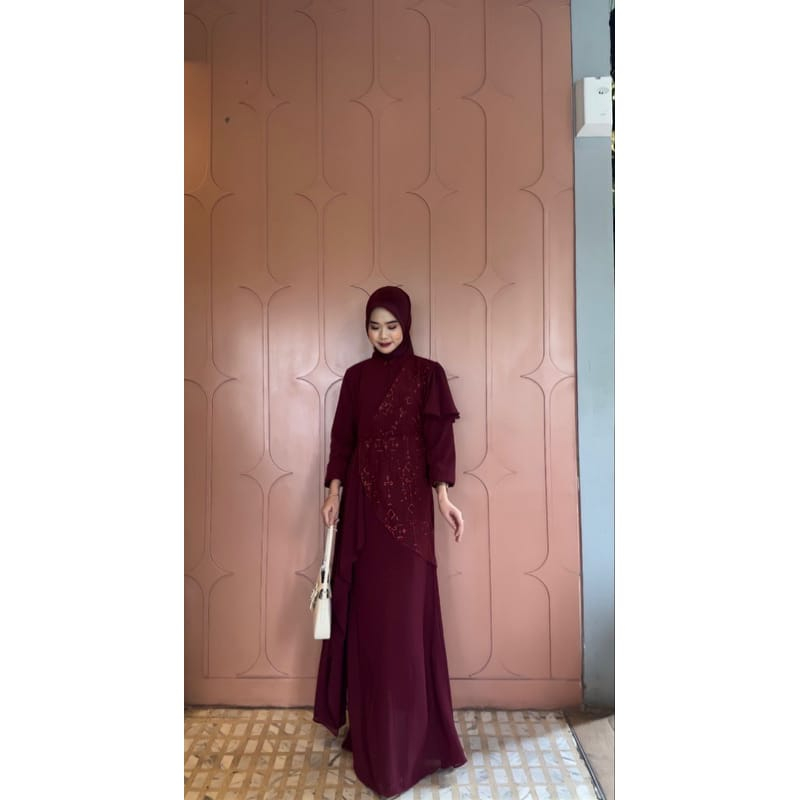 Jual Lala Dress Kondangan Gamis Brukat Terbaru Gaun Kondangan Muslimah