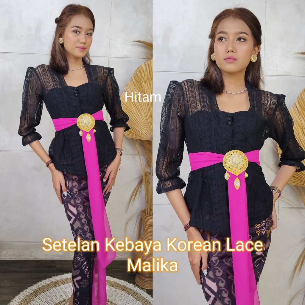 Jual Setelan Kebaya Bali Modern Brokat Malika Bet Pecah Dan Rok Stretch