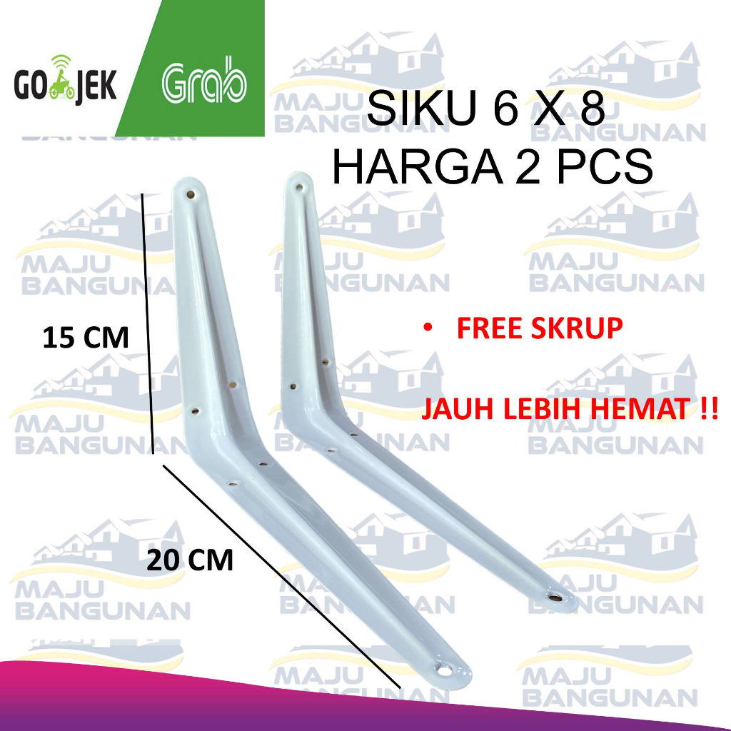 Jual Besi Siku Rak Dinding 6 X 8 Inch Penyangga Hambalan Putih Shelf