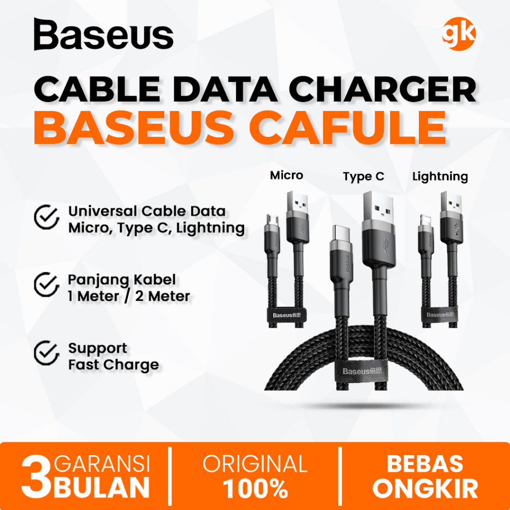 Jual BASEUS Kabel Data Fast Charging Cafule USB Micro Type C Lightning