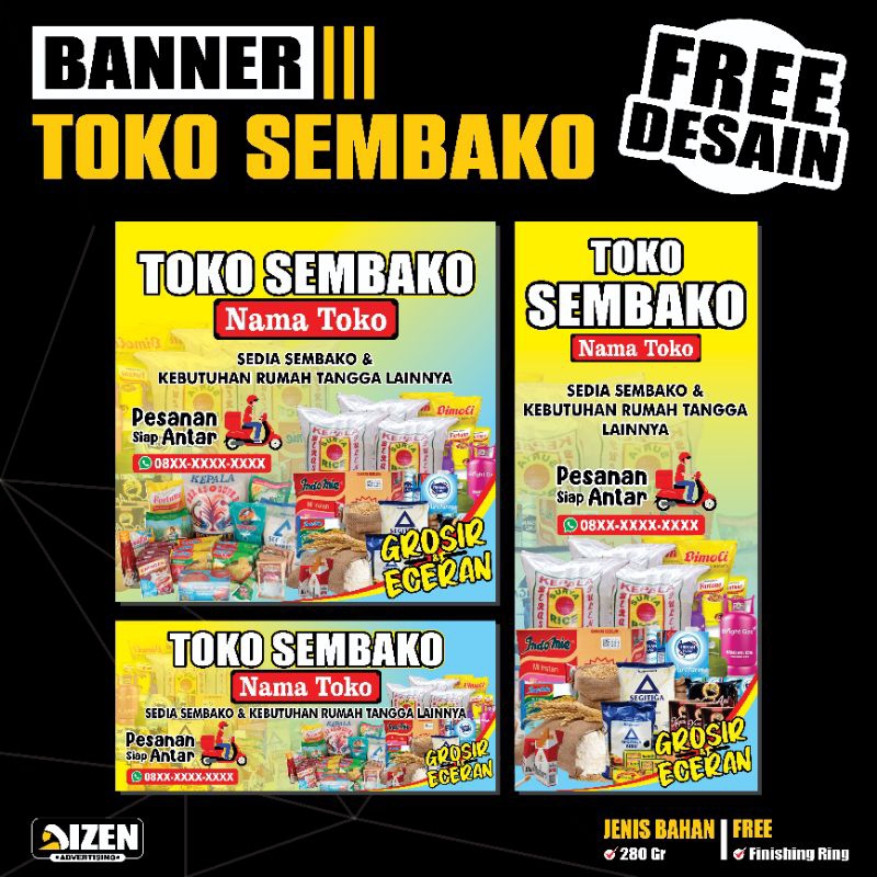 Jual Spanduk Toko Sembako Banner Toko Sembako Free Desain Termurah