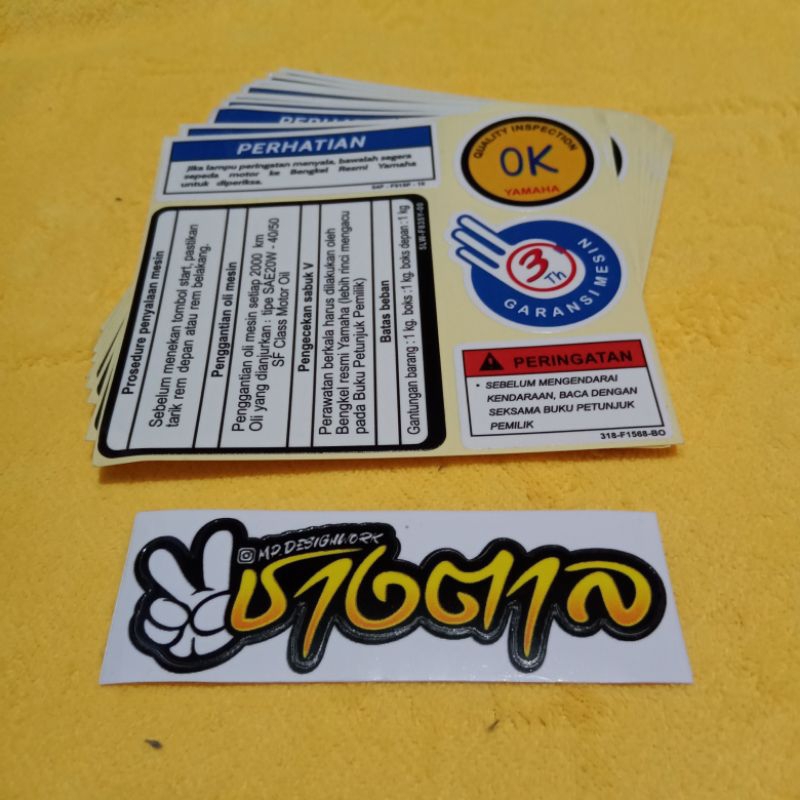 Jual Sticker Peringatan Stiker Prosedur Detail Warning Yamaha Mio Fino