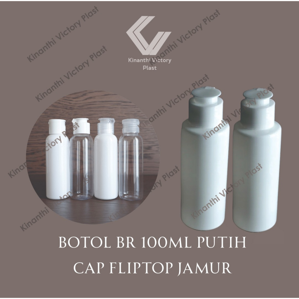 Jual KEMASAN BOTOL PET 100 BR PUTIH CAP FLIPTOP JAMUR PUTIH Shopee