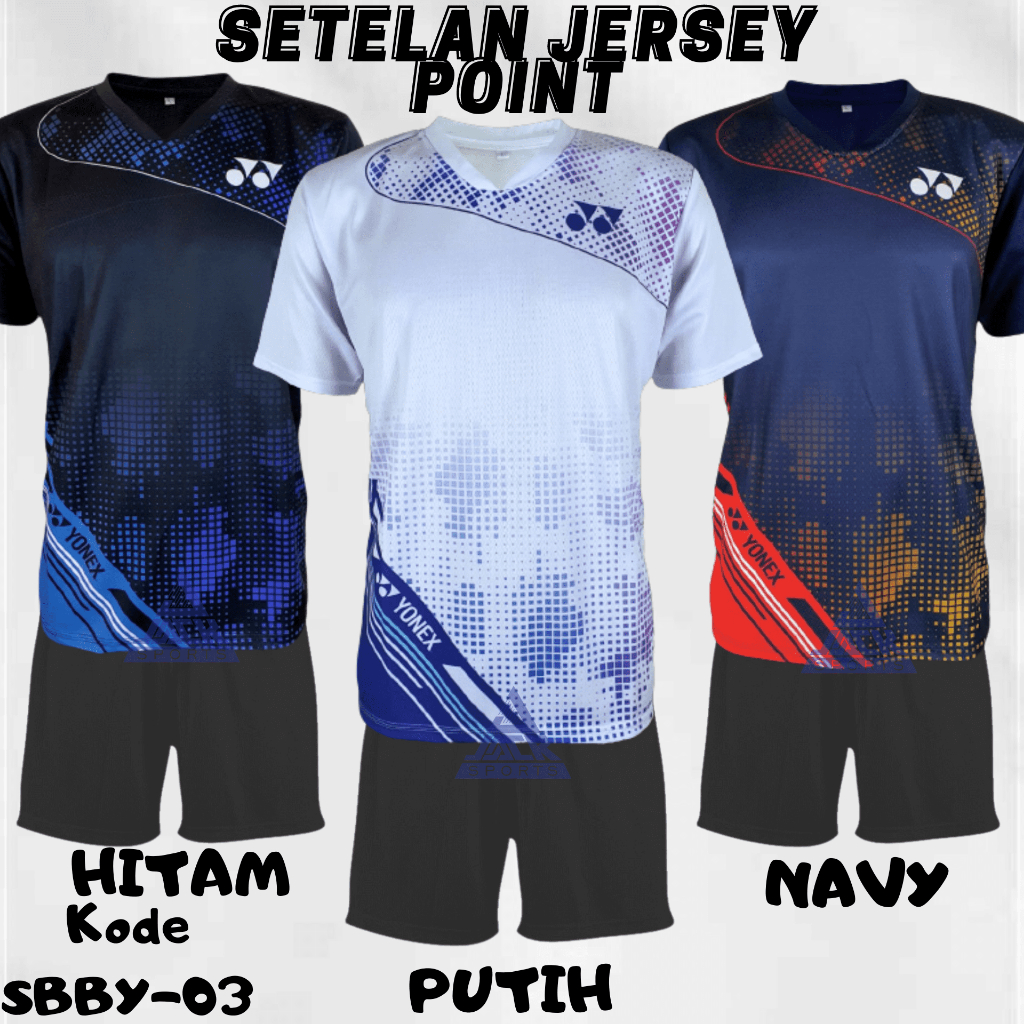 Jual SBBY 03 SETELAN JERSEY BADMINTON POINT PREMIUM DEWASA JERSEY