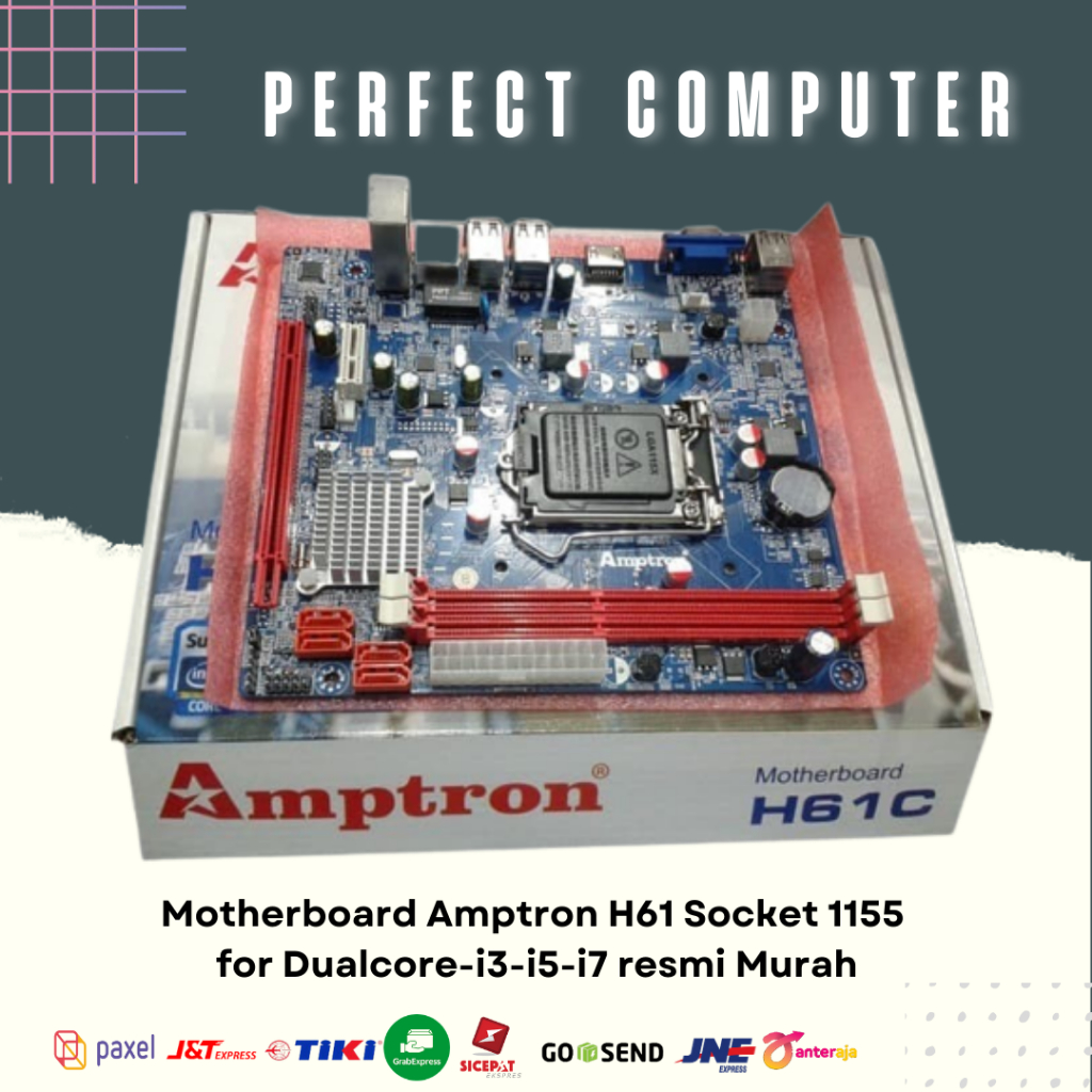 Jual Motherboard Amptron H61 Socket 1155 For Dualcore I3 I5 I7 Resmi