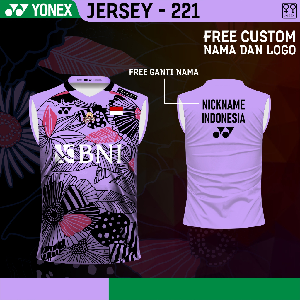 Jual Jersey Badminton Yonex Singlet Baju Minion Kaos Bulu Tangkis Ungu