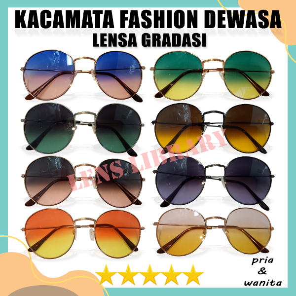 Jual COD Kacamata Hitam Outdoor Fashion Dewasa Bingkai Oval Besi