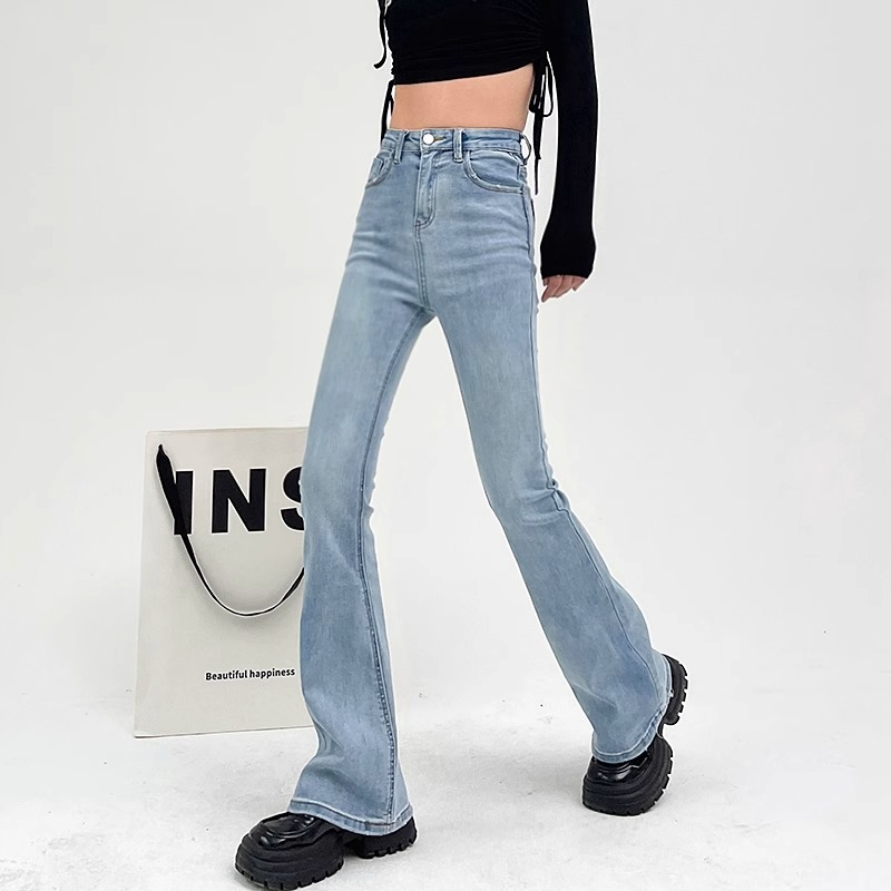 Jual Coco Trend Soul Jeans Biru Hitam Highwaist Stretch Cutbray