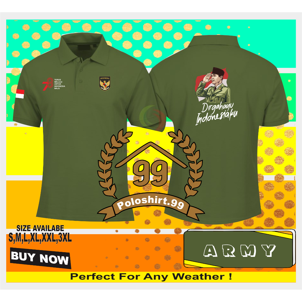 Jual POLOSHIRT KAOS KERAH DIRGAHAYU INDONESIAKU KE 78 TAHUN KAOS