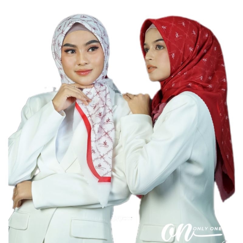 Jual Jilbab Segiempat Voal Motif Merah Putih Kemerdekaan Agustus