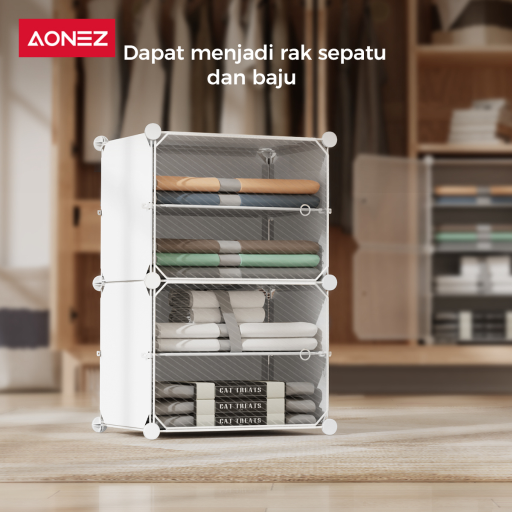 Jual AONEZ Rak Sepatu Anti Debu 3 Layer Tebal Shoe Rack Portable