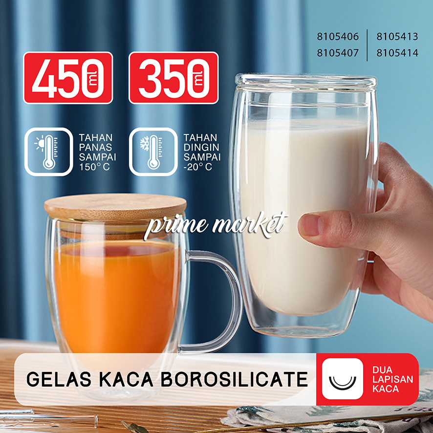 Jual Gelas Kaca Borosilicate Tebal Gelas Kaca Double Wall Double Wall