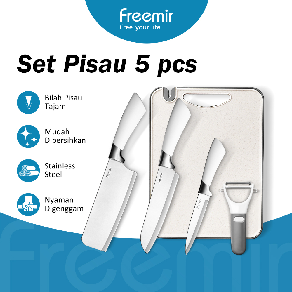 Jual Special Price Freemir In Pisau Dapur Set Talenan Pisau Putih