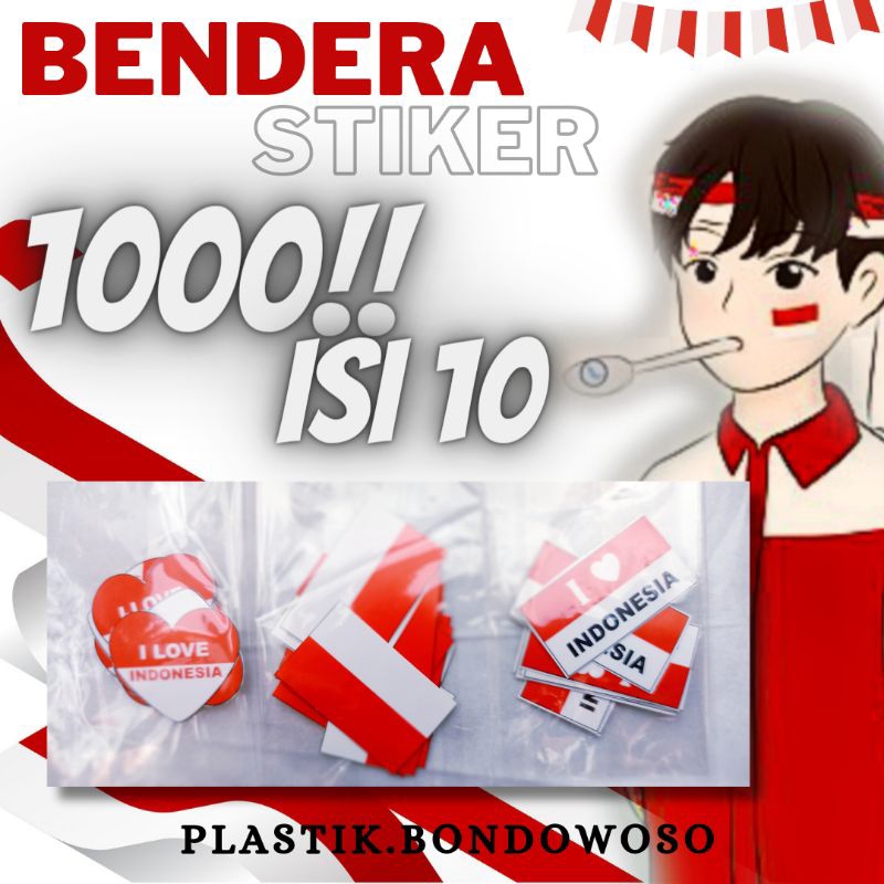 Jual Stiker Bendera Merah Putih Stiker Pipi Tempelan Pipi Bendera