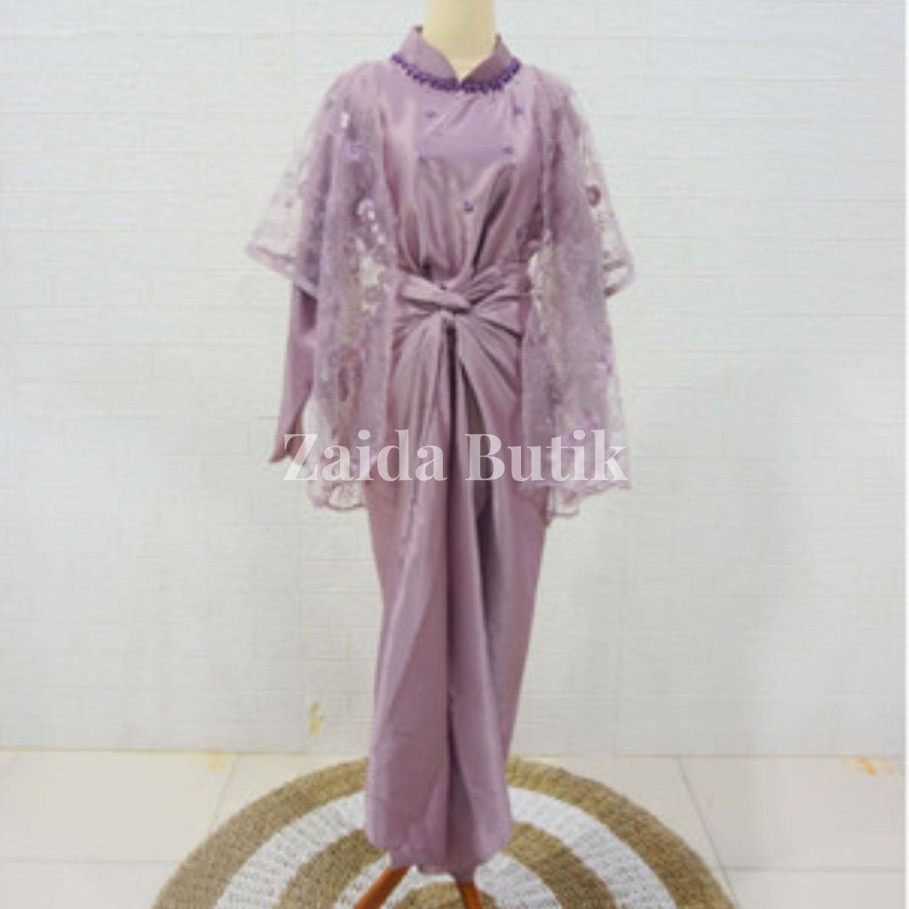 Jual New Dress Naira Lilit Plus Outer In Brokat Gamis Wisuda