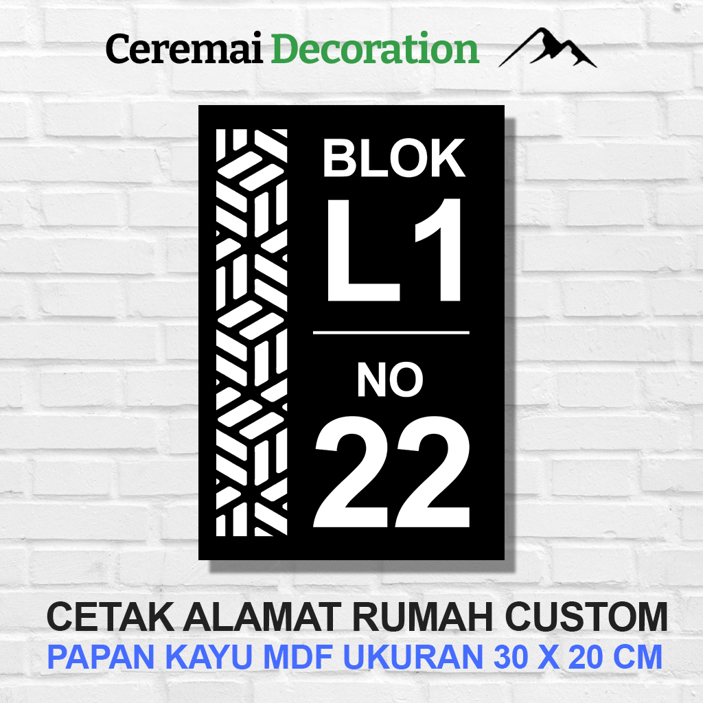 Jual Cm Decor Papan Alamat Blok Nomor Plat Rumah Custom Pintu Kayu