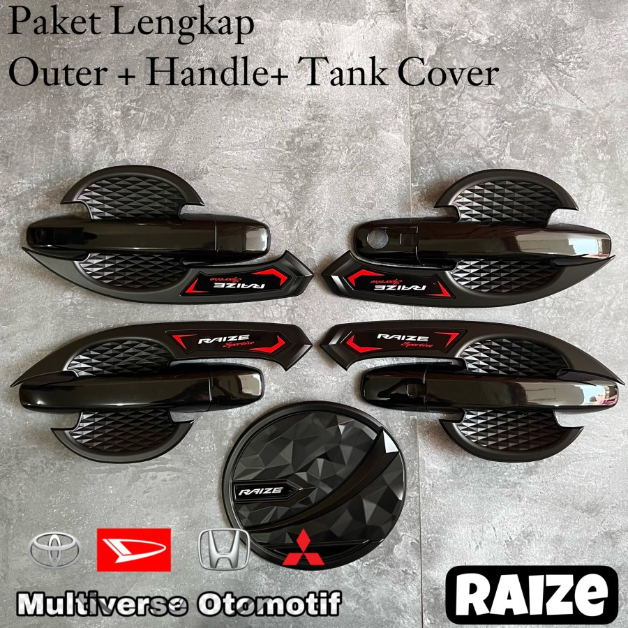 Jual Paket Outer Handle Tank Cover Bensin Hitam Glossy Raize